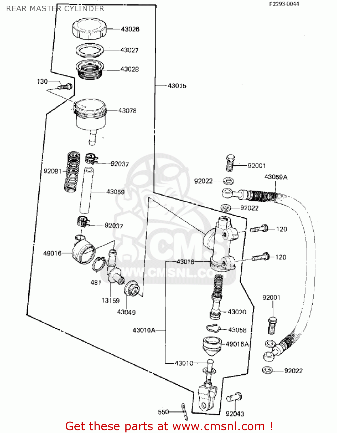 REAR MASTER CYLINDER ZX750E1 GPZ750  1984 USA CALIFORNIA CANADA