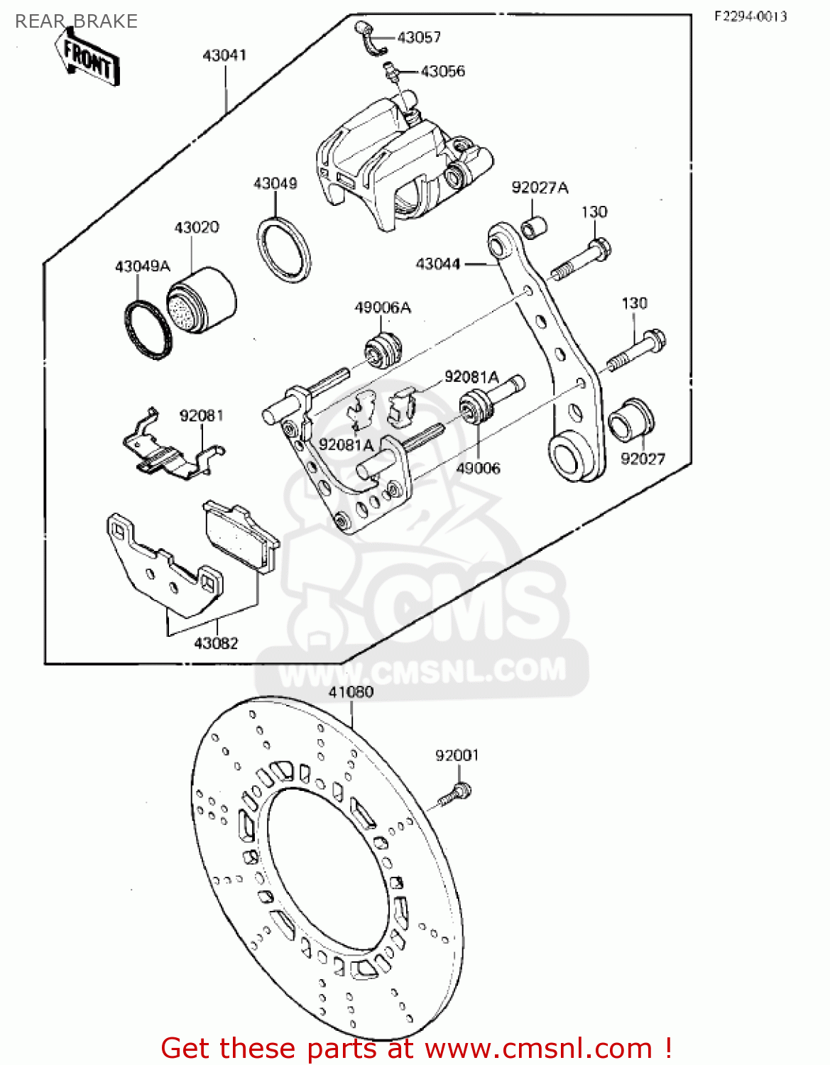 REAR BRAKE ZX750E1 GPZ750  1984 USA CALIFORNIA CANADA