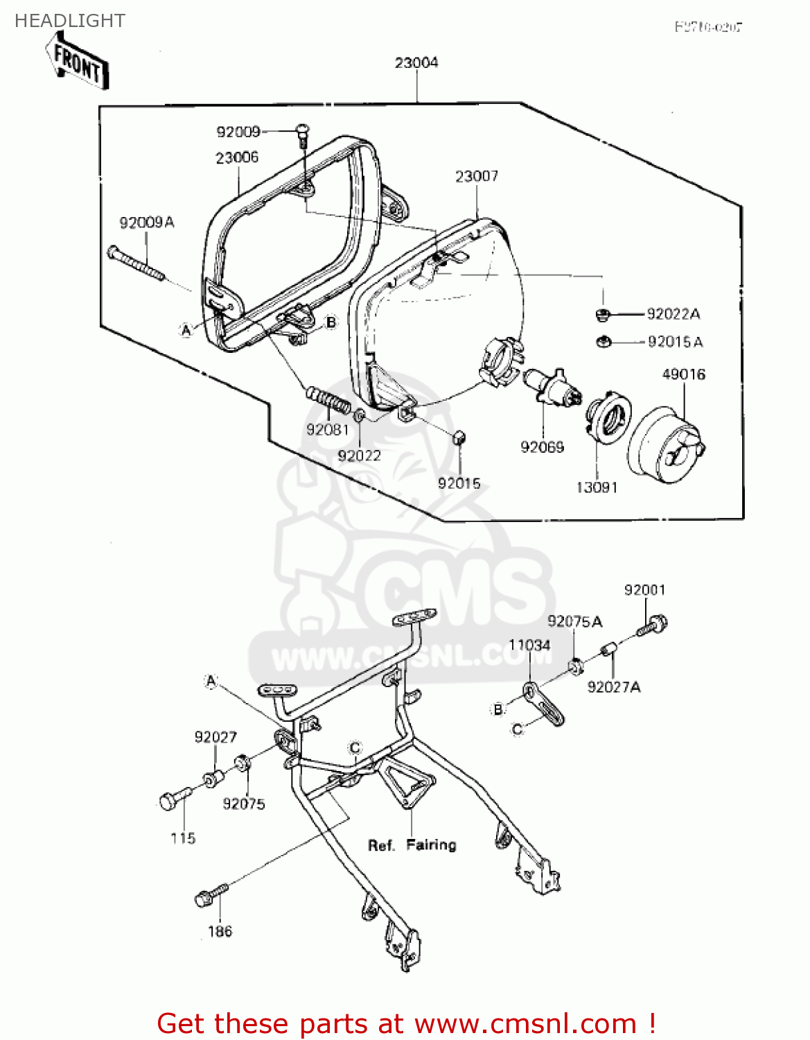 HEADLIGHT ZX750E1 GPZ750  1984 USA CALIFORNIA CANADA