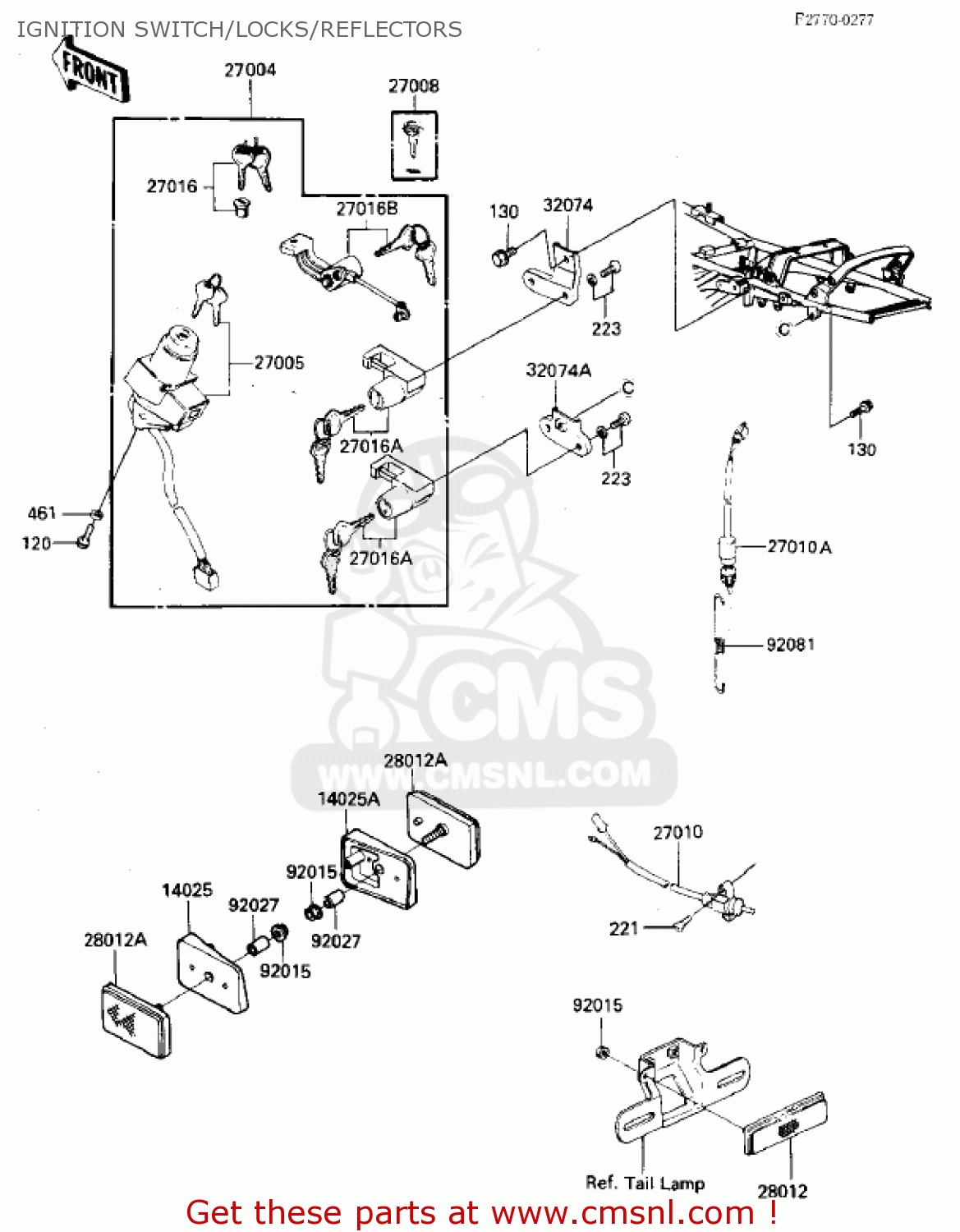IGNITION SWITCH/LOCKS/REFLECTORS ZX750E1 GPZ750  1984 USA CALIFORNIA CANADA
