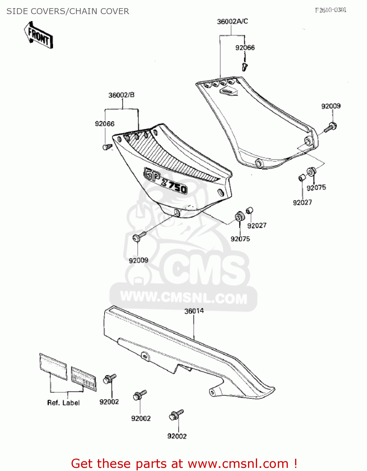 SIDE COVERS/CHAIN COVER ZX750E1 GPZ750  1984 USA CALIFORNIA CANADA