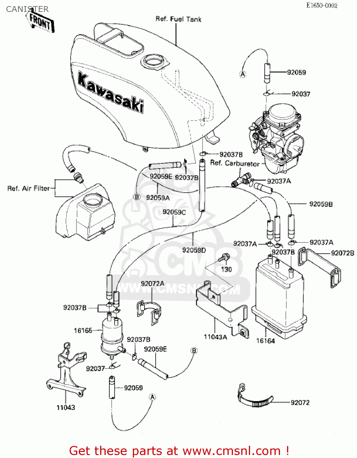 CANISTER ZX750E1 GPZ750  1984 USA CALIFORNIA CANADA