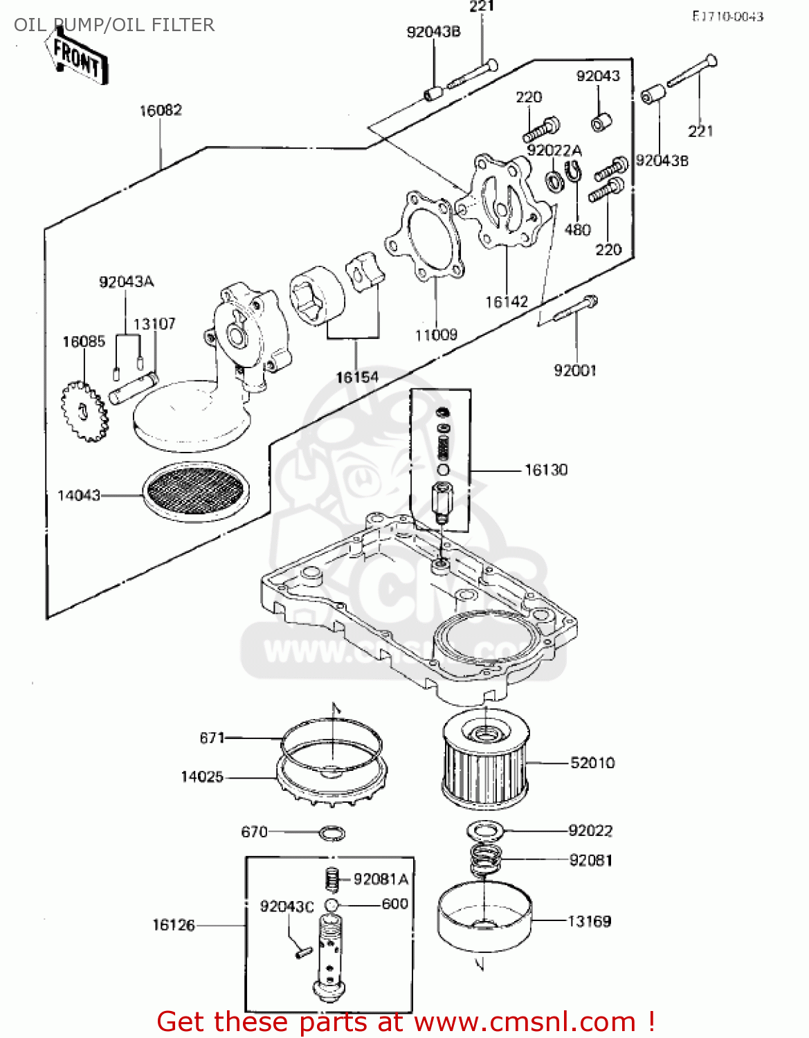 OIL PUMP/OIL FILTER ZX750E1 GPZ750  1984 USA CALIFORNIA CANADA