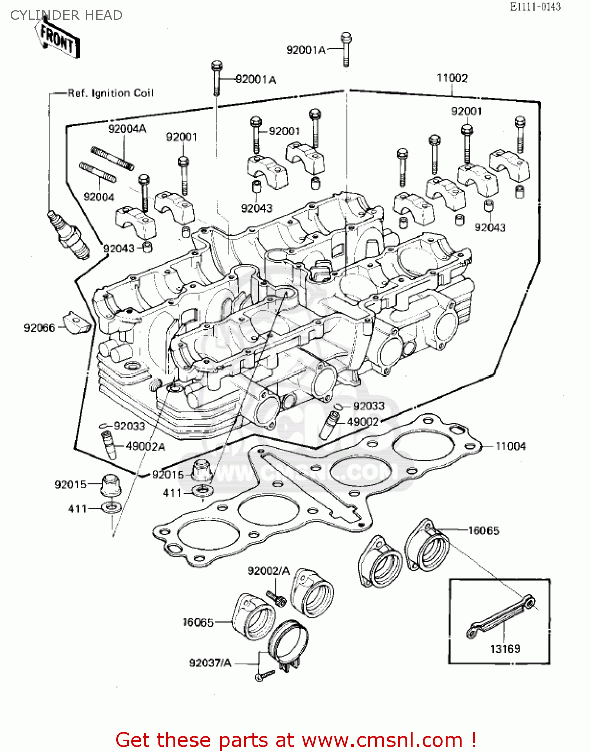 CYLINDER HEAD ZX750E1 GPZ750  1984 USA CALIFORNIA CANADA