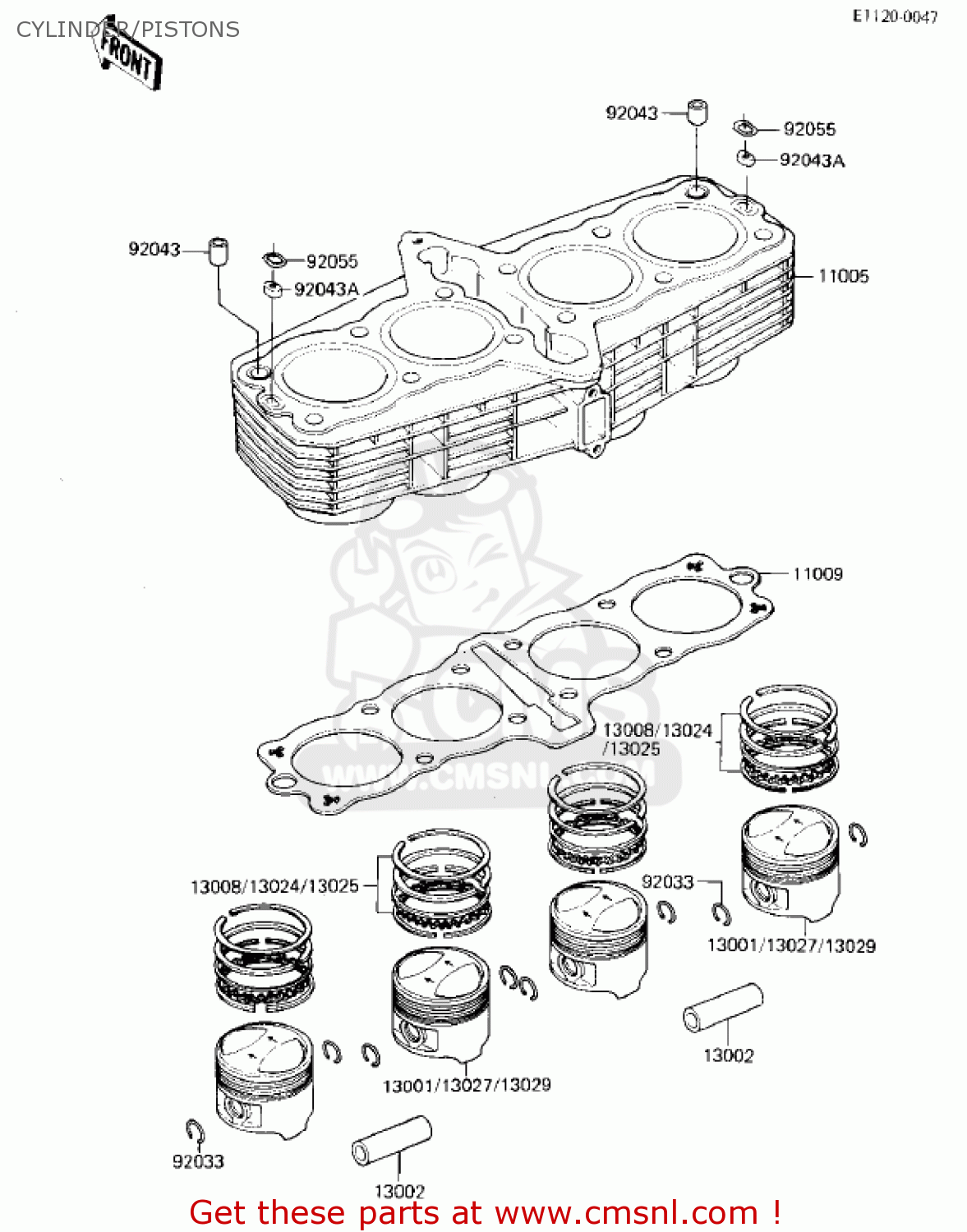 CYLINDER/PISTONS ZX750E1 GPZ750  1984 USA CALIFORNIA CANADA