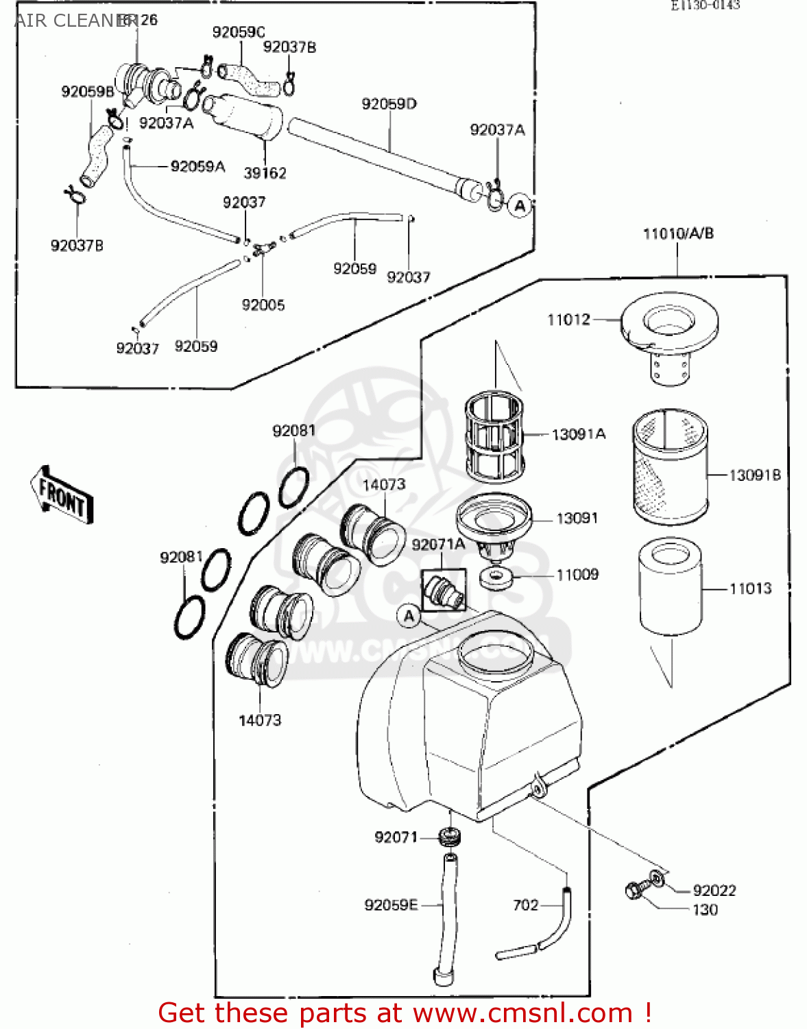 AIR CLEANER ZX750E1 GPZ750  1984 USA CALIFORNIA CANADA