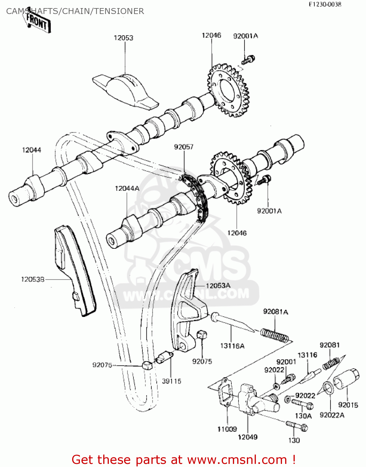 CAMSHAFTS/CHAIN/TENSIONER ZX750E1 GPZ750  1984 USA CALIFORNIA CANADA