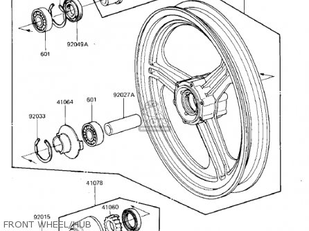 FRONT WHEEL/HUB - ZX750E1 GPZ750  1984 USA CALIFORNIA CANADA