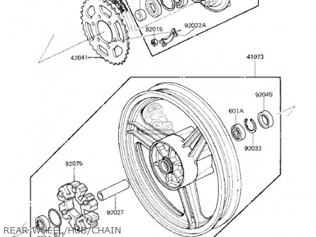 REAR WHEEL/HUB/CHAIN - ZX750E1 GPZ750  1984 USA CALIFORNIA CANADA