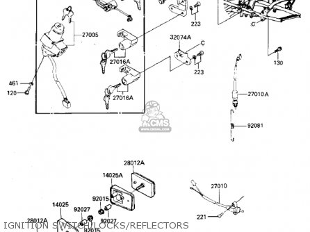 IGNITION SWITCH/LOCKS/REFLECTORS - ZX750E1 GPZ750  1984 USA CALIFORNIA CANADA