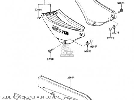 SIDE COVERS/CHAIN COVER - ZX750E1 GPZ750  1984 USA CALIFORNIA CANADA