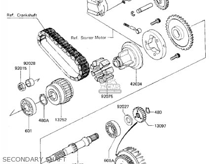 SECONDARY SHAFT - ZX750E1 GPZ750  1984 USA CALIFORNIA CANADA