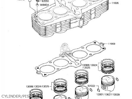 CYLINDER/PISTONS - ZX750E1 GPZ750  1984 USA CALIFORNIA CANADA