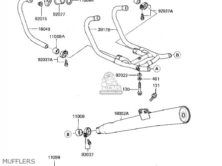 MUFFLERS - ZX750E1 GPZ750  1984 USA CALIFORNIA CANADA
