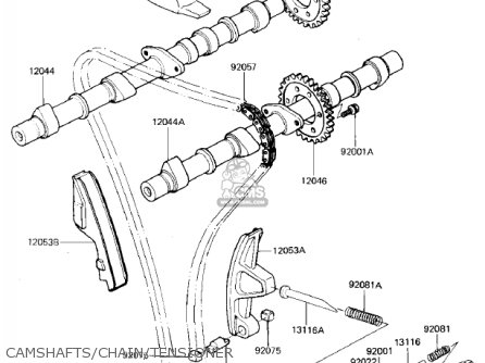 CAMSHAFTS/CHAIN/TENSIONER - ZX750E1 GPZ750  1984 USA CALIFORNIA CANADA