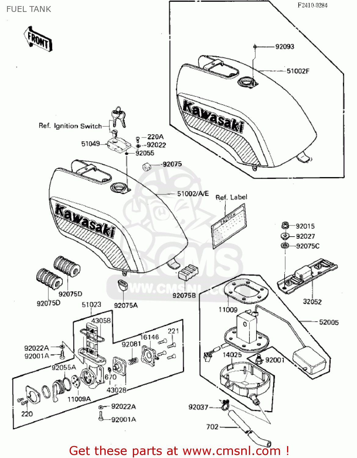 Kawasaki ZX750E1 GPZ750 1984 USA CALIFORNIA CANADA FUEL TANK - buy ...