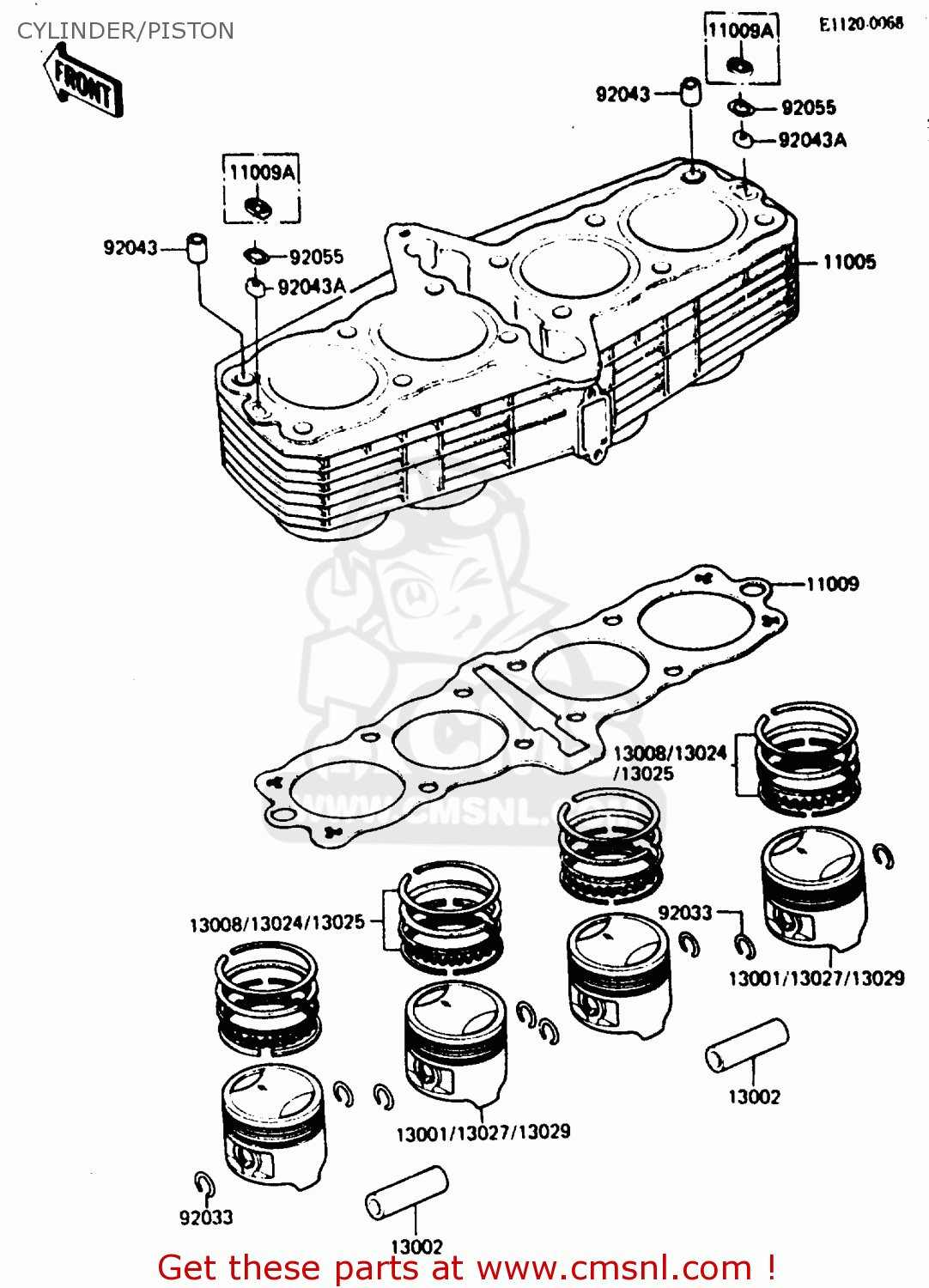 CYLINDER/PISTON ZX750E2 1985 EUROPE UK FR FU GR IT NR SD
