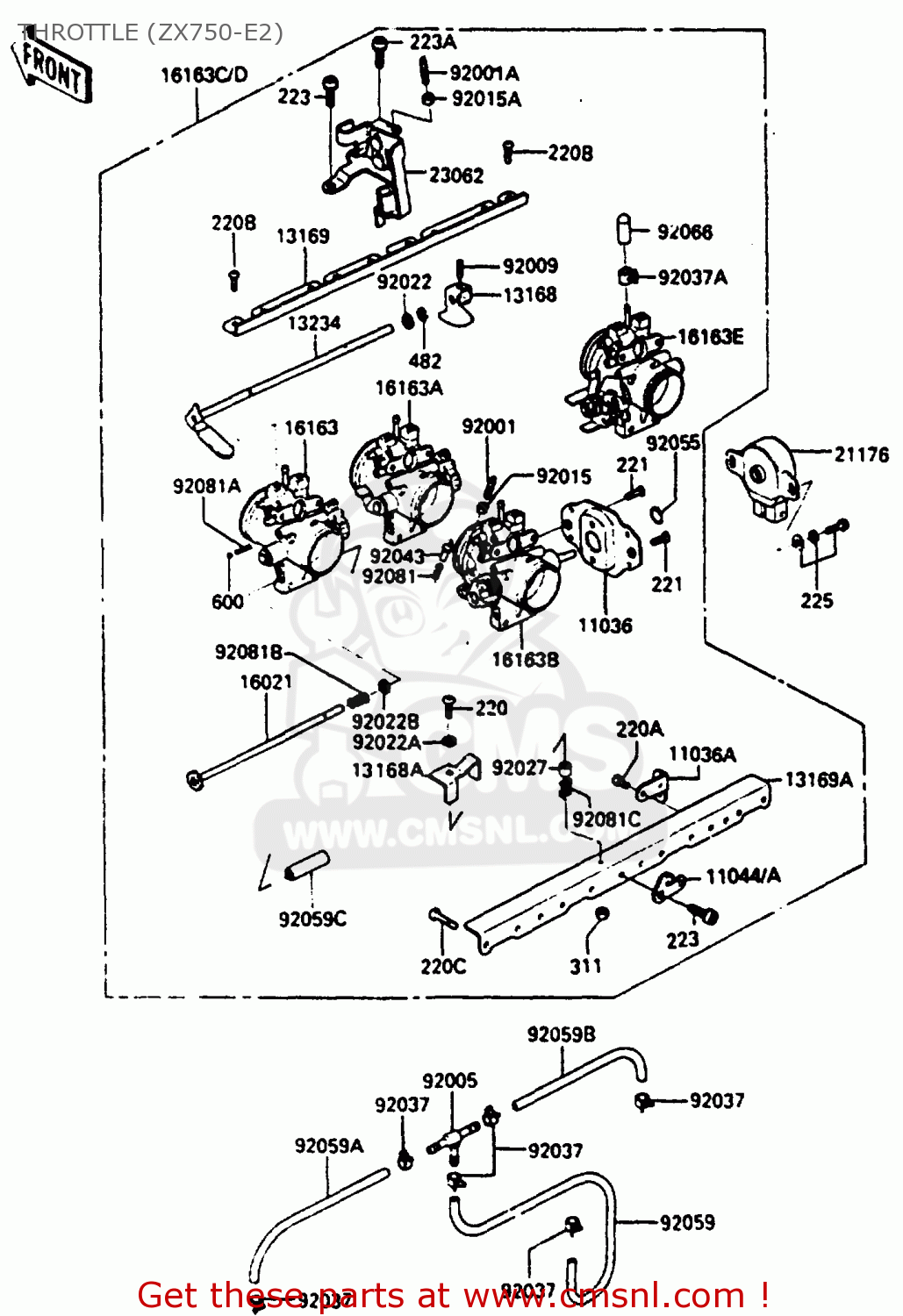 THROTTLE (ZX750-E2) ZX750E2 1985 EUROPE UK FR FU GR IT NR SD