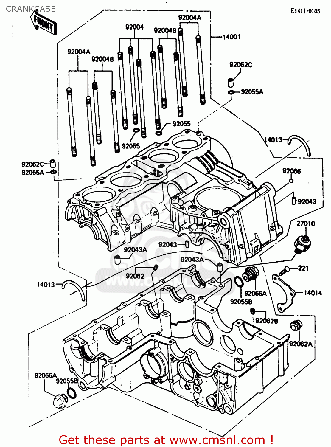 CRANKCASE ZX750E2 1985 EUROPE UK FR FU GR IT NR SD