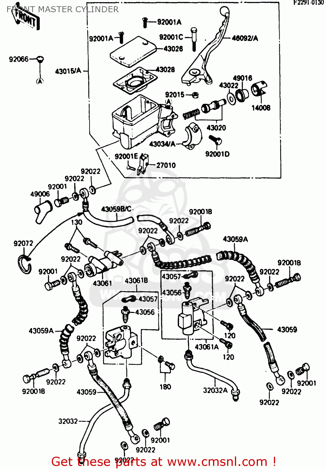 FRONT MASTER CYLINDER ZX750E2 1985 EUROPE UK FR FU GR IT NR SD