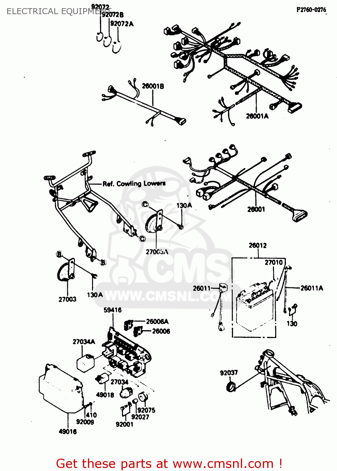 ELECTRICAL EQUIPMENT ZX750E2 1985 EUROPE UK FR FU GR IT NR SD