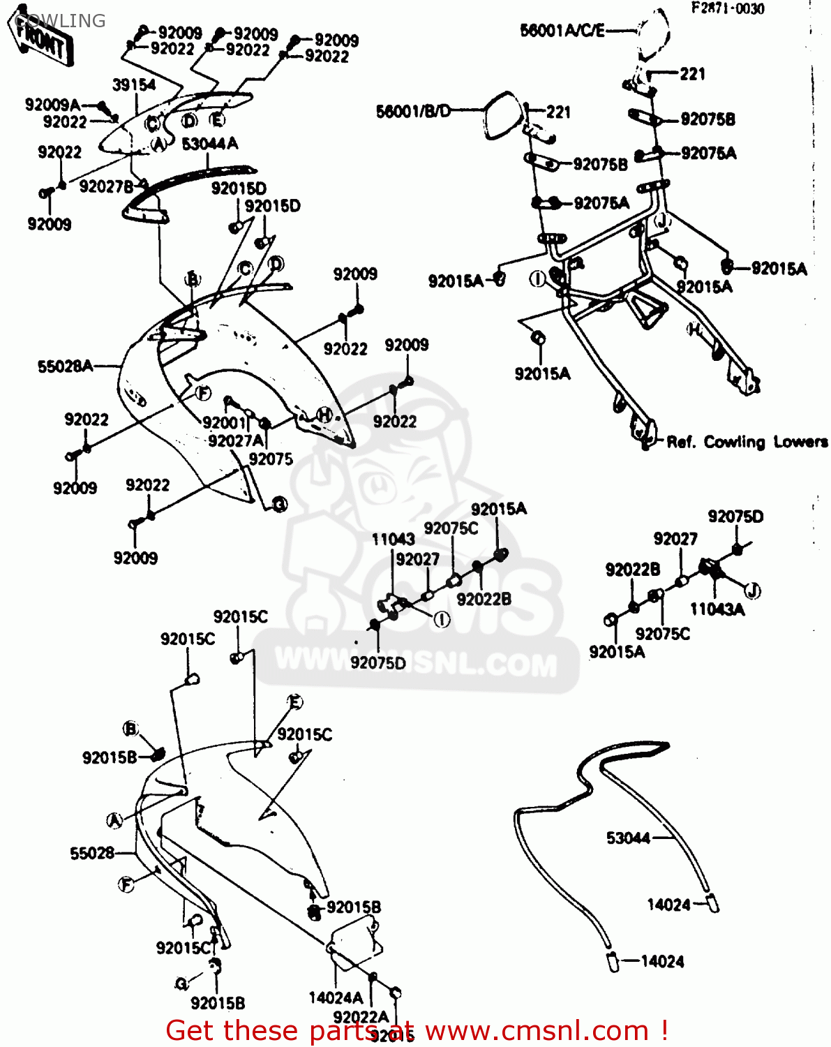 COWLING ZX750E2 1985 EUROPE UK FR FU GR IT NR SD