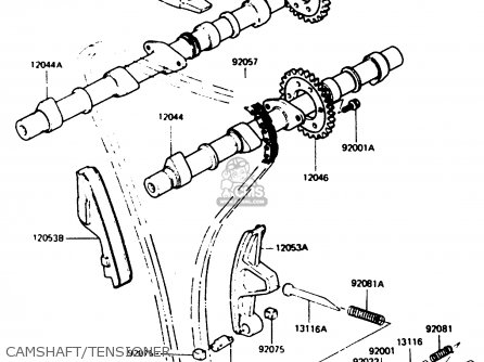 CAMSHAFT/TENSIONER - ZX750E2 1985 EUROPE UK FR FU GR IT NR SD