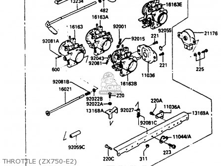THROTTLE (ZX750-E2) - ZX750E2 1985 EUROPE UK FR FU GR IT NR SD