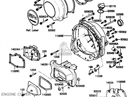 ENGINE COVER - ZX750E2 1985 EUROPE UK FR FU GR IT NR SD