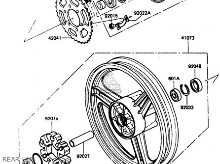 REAR HUB - ZX750E2 1985 EUROPE UK FR FU GR IT NR SD