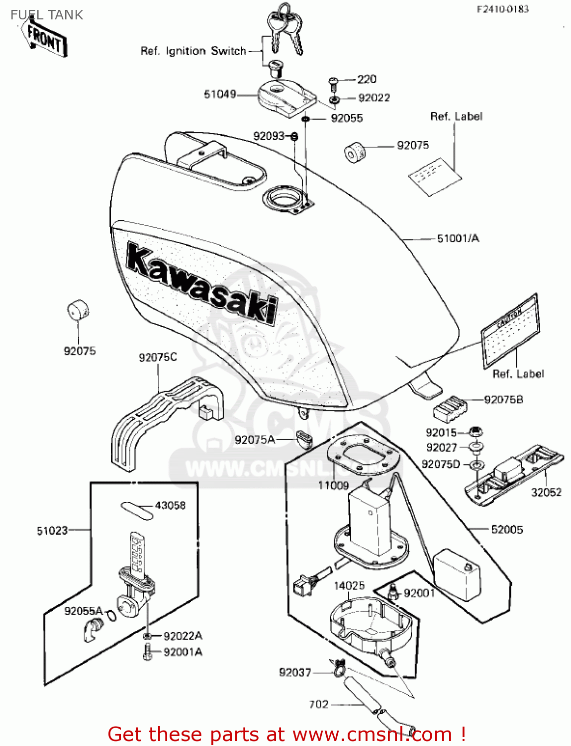FUEL TANK ZX750E2 GPZ750 TURBO 1985 USA CALIFORNIA CANADA