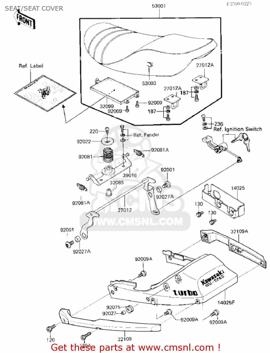 SEAT/SEAT COVER ZX750E2 GPZ750 TURBO 1985 USA CALIFORNIA CANADA