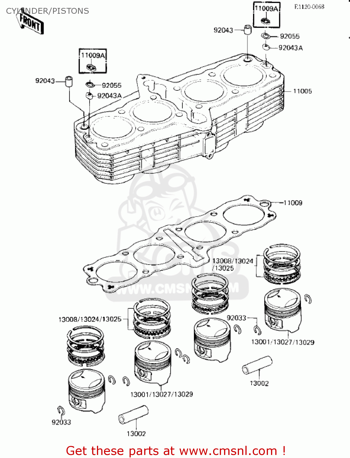 CYLINDER/PISTONS ZX750E2 GPZ750 TURBO 1985 USA CALIFORNIA CANADA