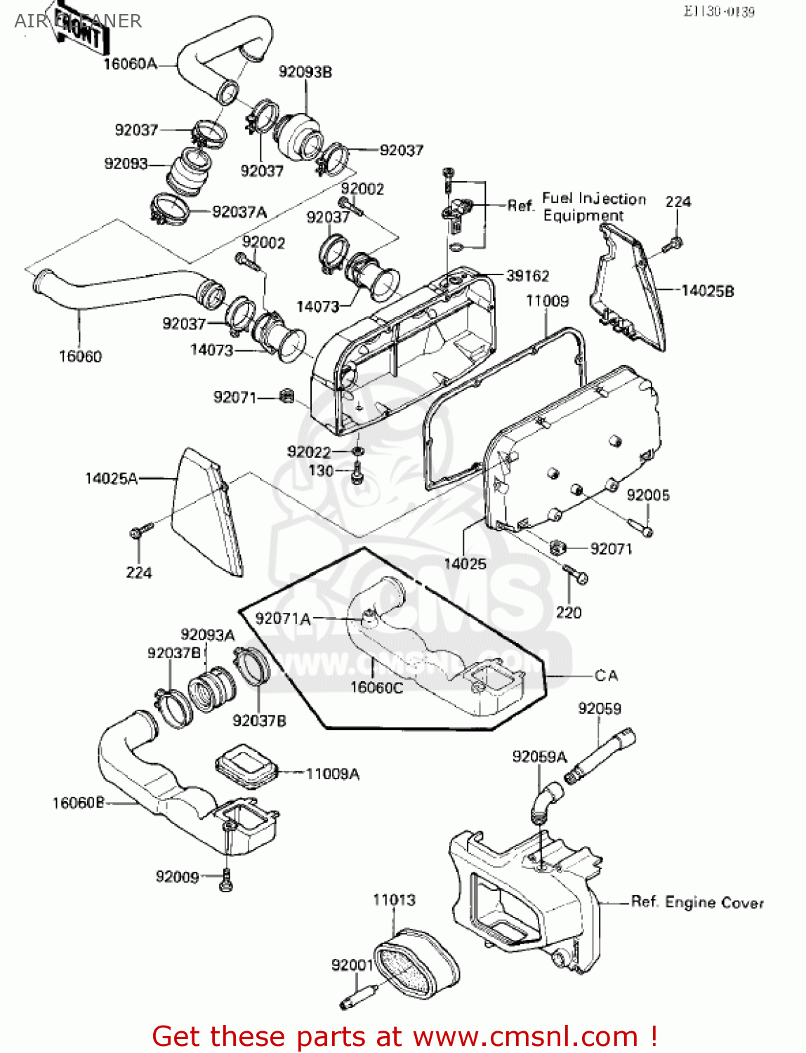 AIR CLEANER ZX750E2 GPZ750 TURBO 1985 USA CALIFORNIA CANADA