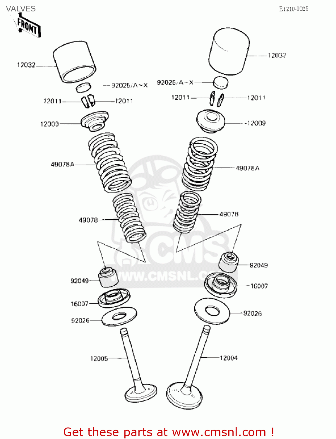 VALVES ZX750E2 GPZ750 TURBO 1985 USA CALIFORNIA CANADA