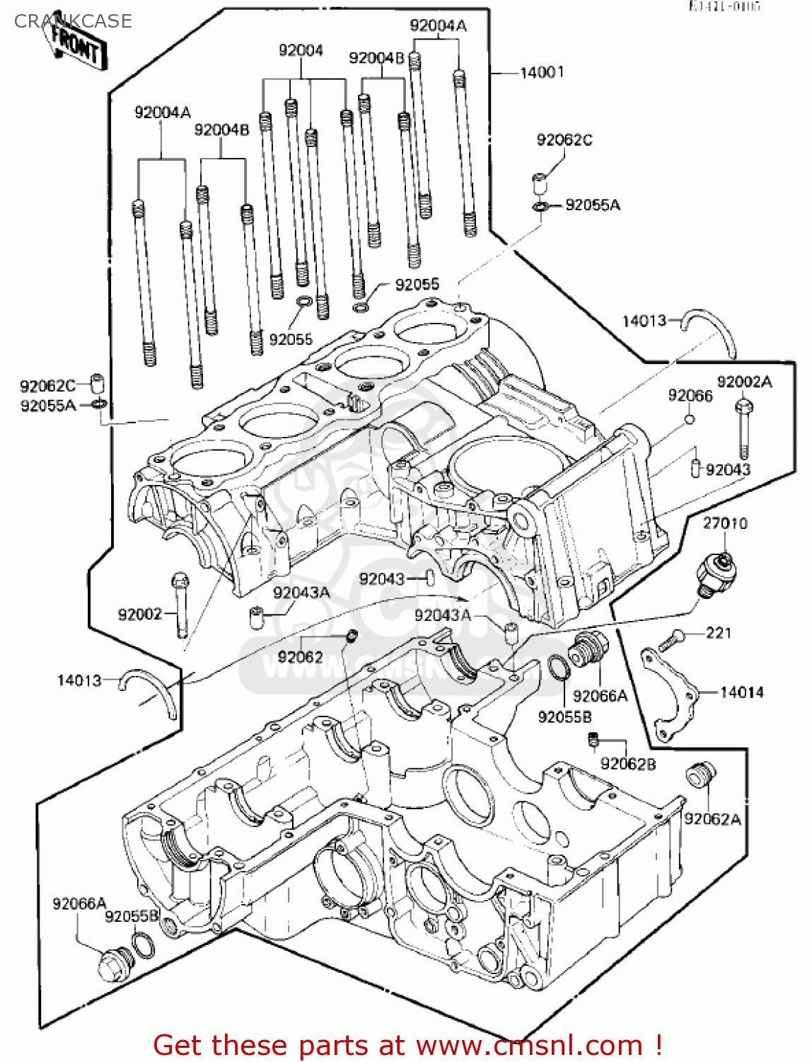 CRANKCASE ZX750E2 GPZ750 TURBO 1985 USA CALIFORNIA CANADA