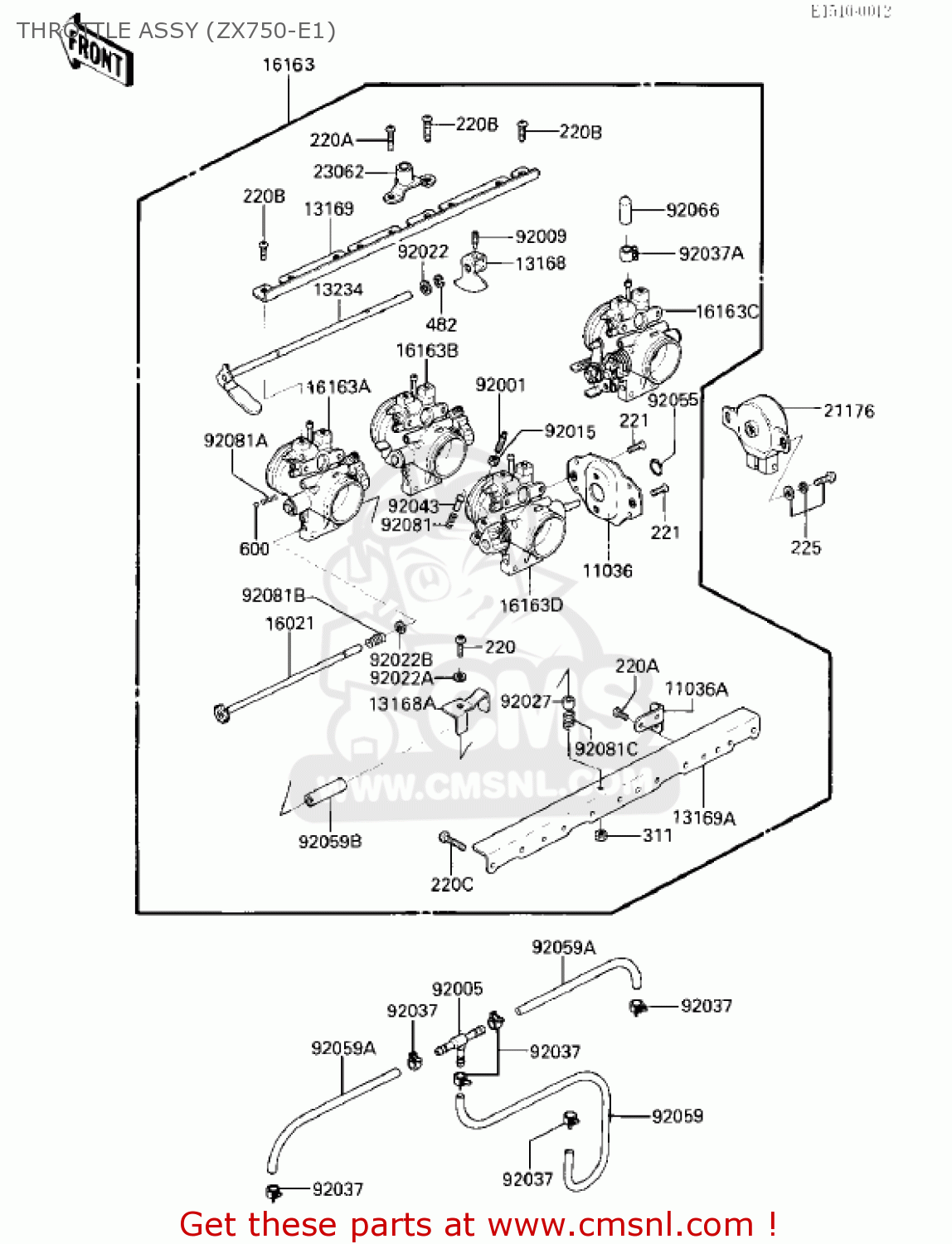 THROTTLE ASSY (ZX750-E1) ZX750E2 GPZ750 TURBO 1985 USA CALIFORNIA CANADA