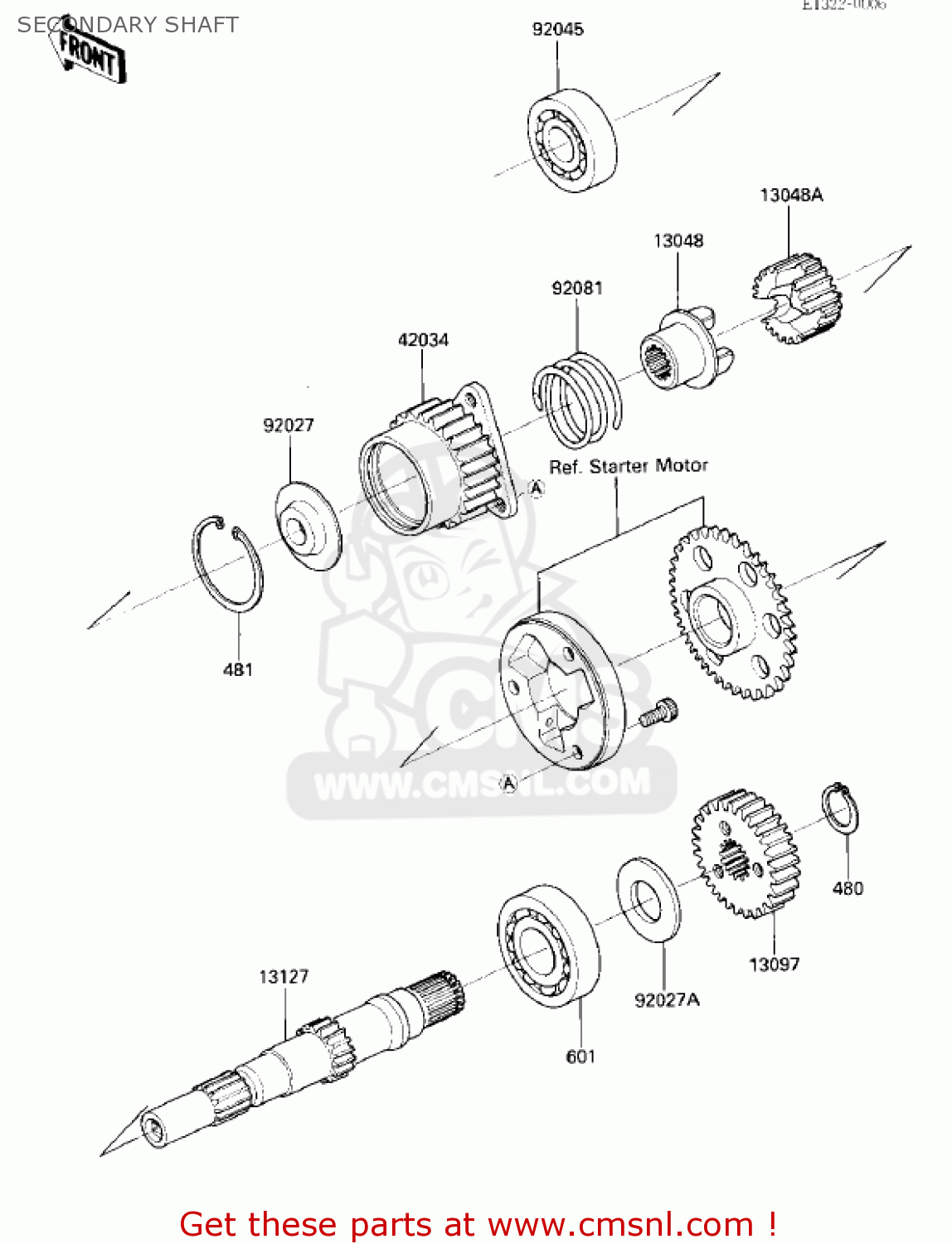 SECONDARY SHAFT ZX750E2 GPZ750 TURBO 1985 USA CALIFORNIA CANADA