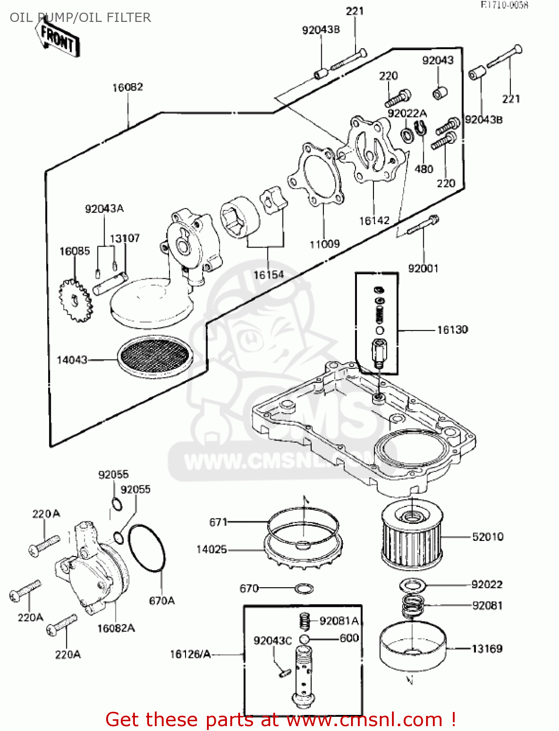 OIL PUMP/OIL FILTER ZX750E2 GPZ750 TURBO 1985 USA CALIFORNIA CANADA