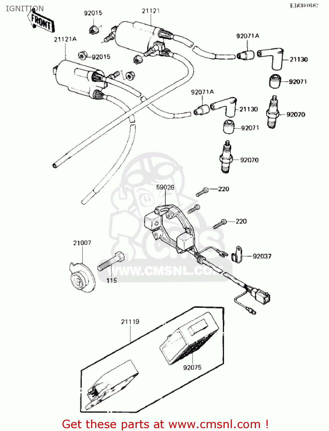 IGNITION ZX750E2 GPZ750 TURBO 1985 USA CALIFORNIA CANADA