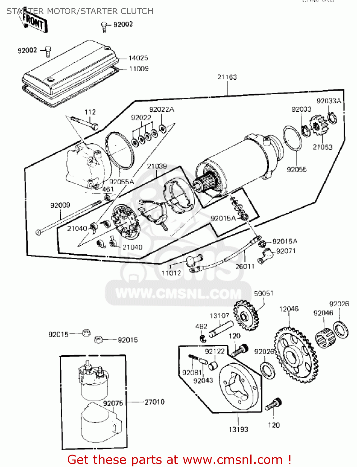 STARTER MOTOR/STARTER CLUTCH ZX750E2 GPZ750 TURBO 1985 USA CALIFORNIA CANADA