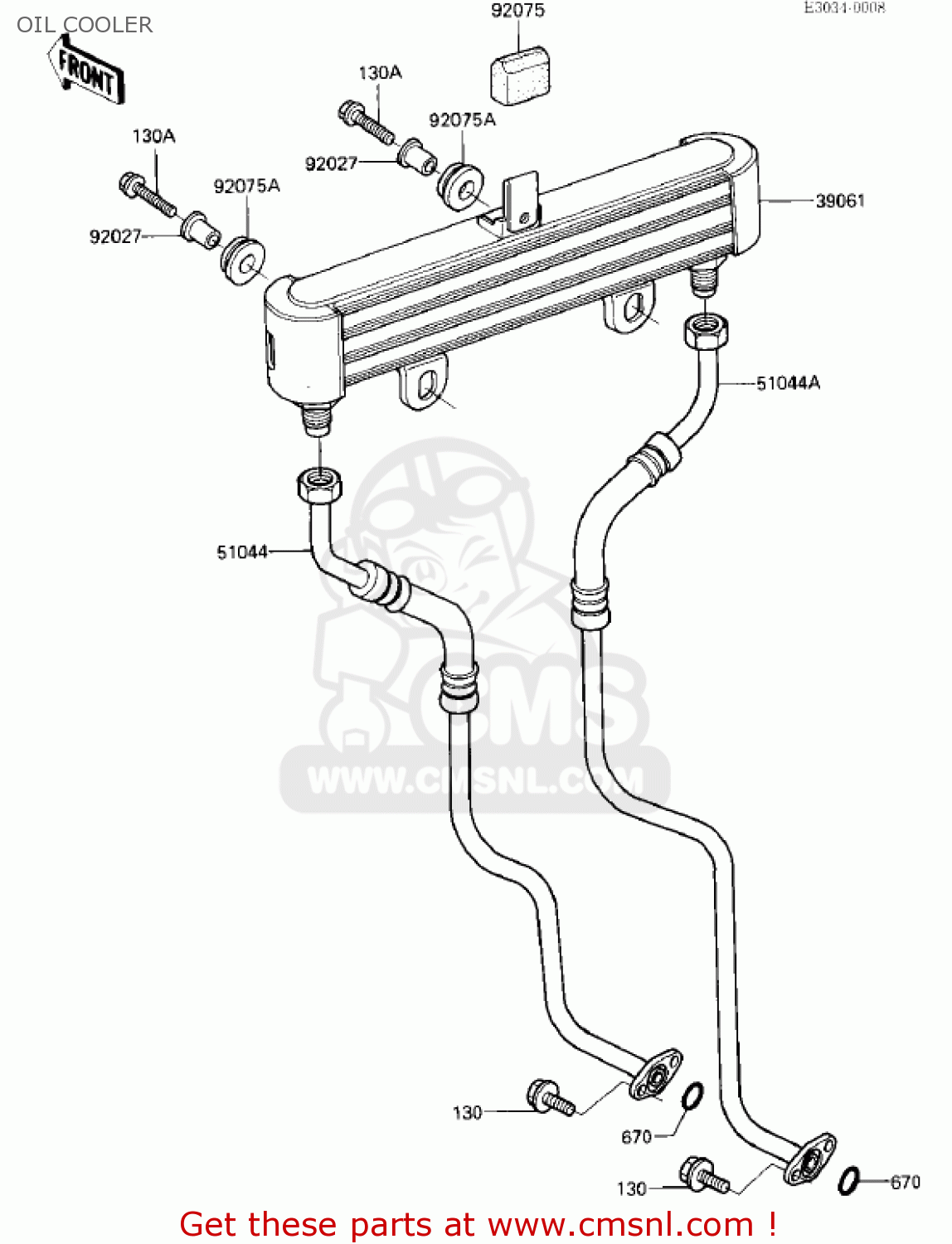 OIL COOLER ZX750E2 GPZ750 TURBO 1985 USA CALIFORNIA CANADA