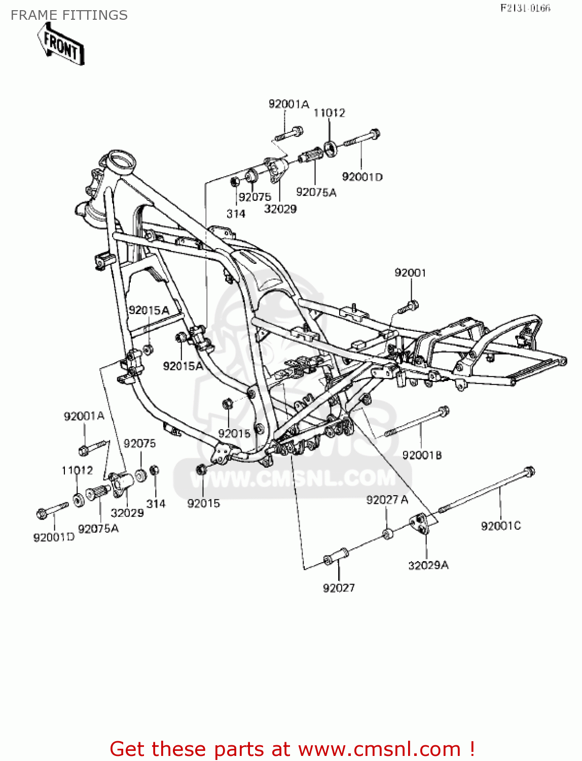 FRAME FITTINGS ZX750E2 GPZ750 TURBO 1985 USA CALIFORNIA CANADA