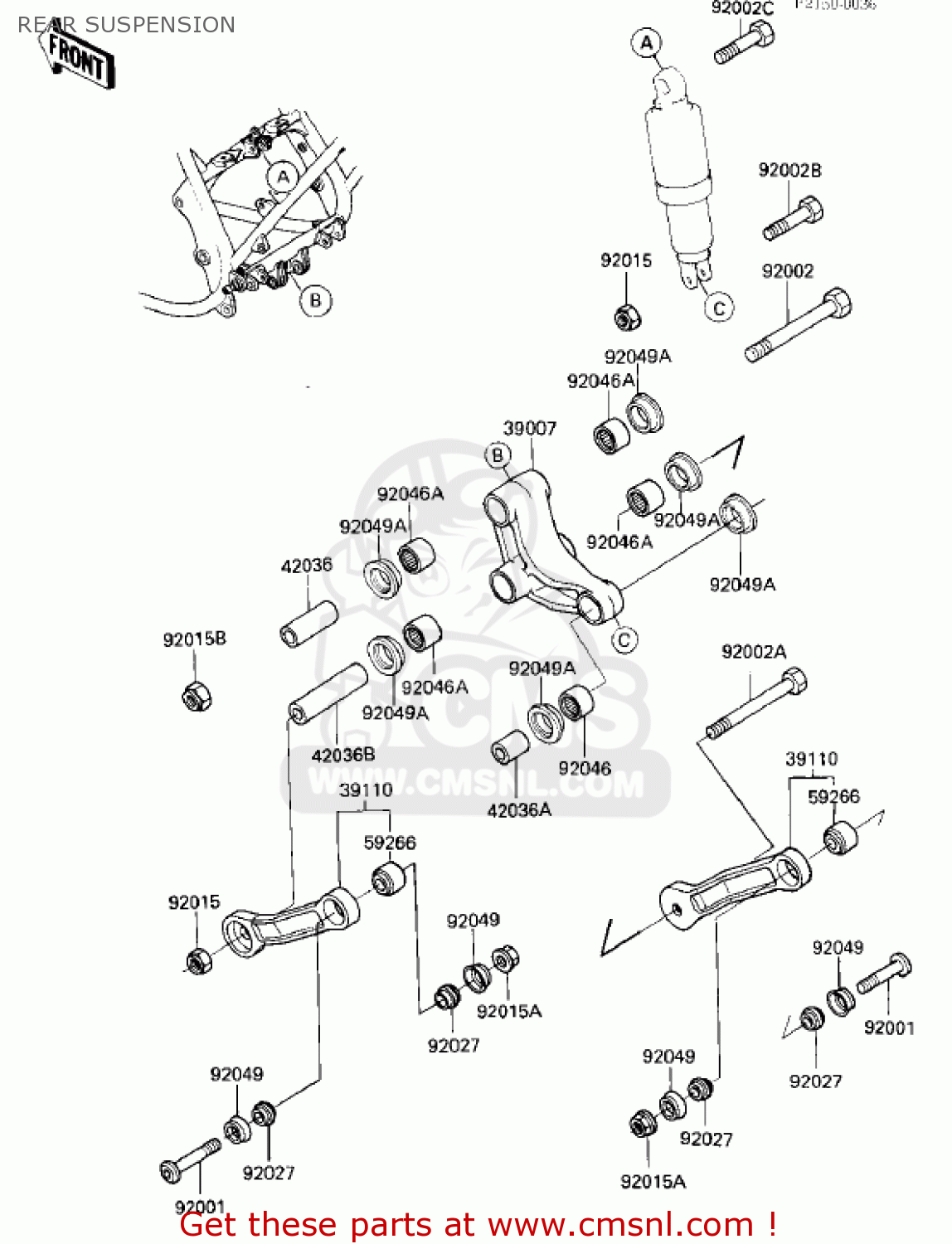 REAR SUSPENSION ZX750E2 GPZ750 TURBO 1985 USA CALIFORNIA CANADA