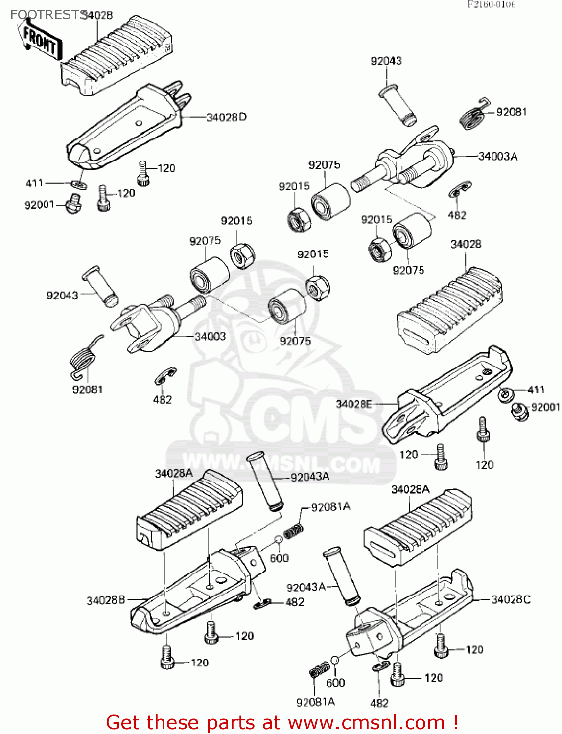 FOOTRESTS ZX750E2 GPZ750 TURBO 1985 USA CALIFORNIA CANADA