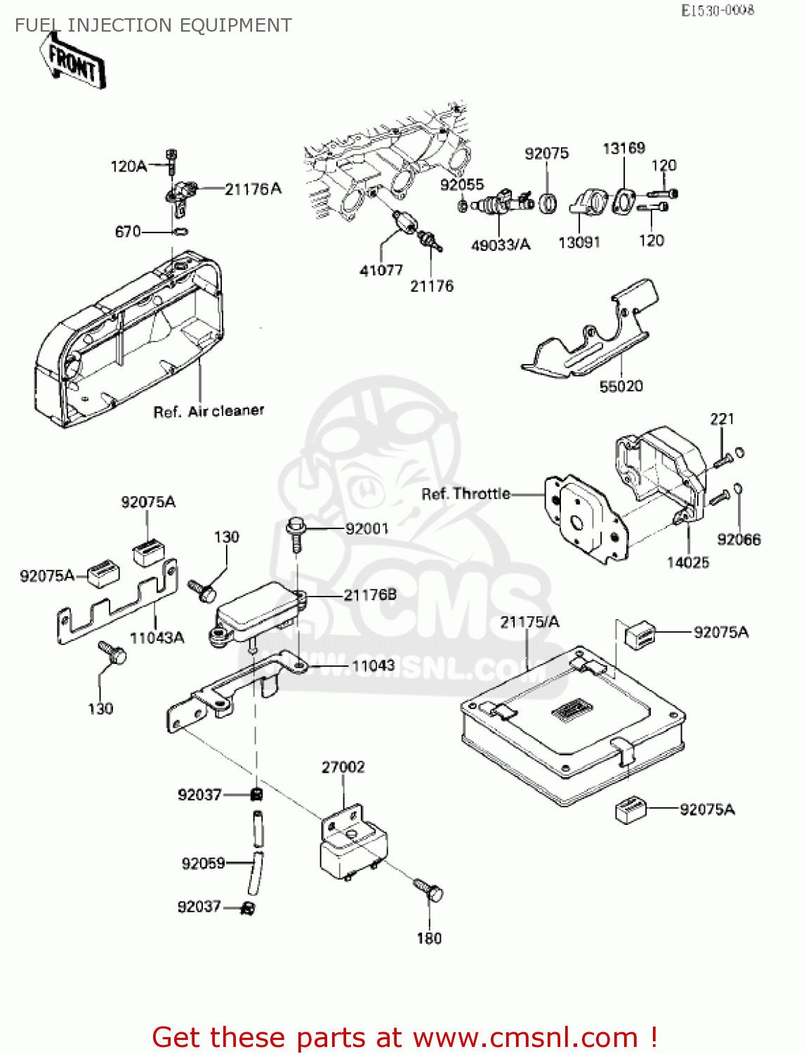 FUEL INJECTION EQUIPMENT ZX750E2 GPZ750 TURBO 1985 USA CALIFORNIA CANADA