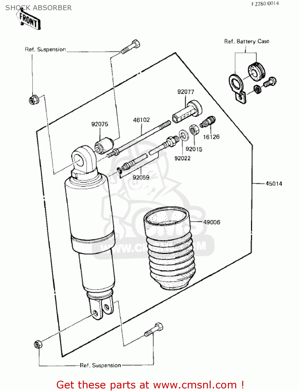 SHOCK ABSORBER ZX750E2 GPZ750 TURBO 1985 USA CALIFORNIA CANADA