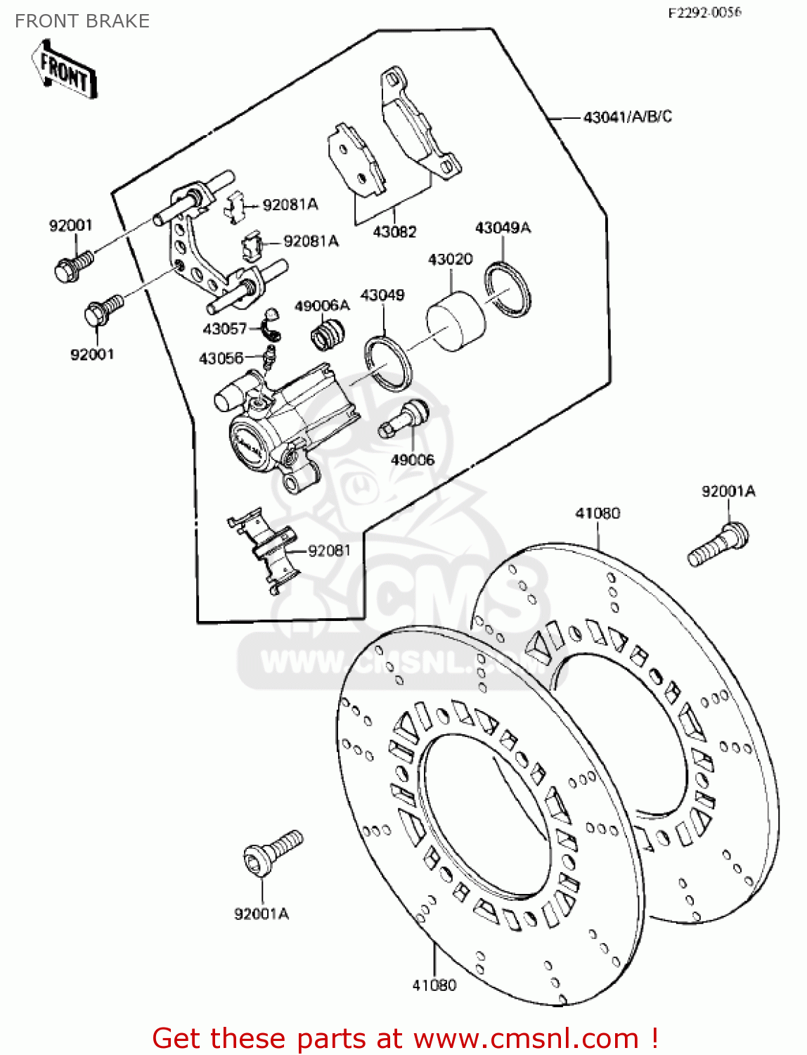 FRONT BRAKE ZX750E2 GPZ750 TURBO 1985 USA CALIFORNIA CANADA
