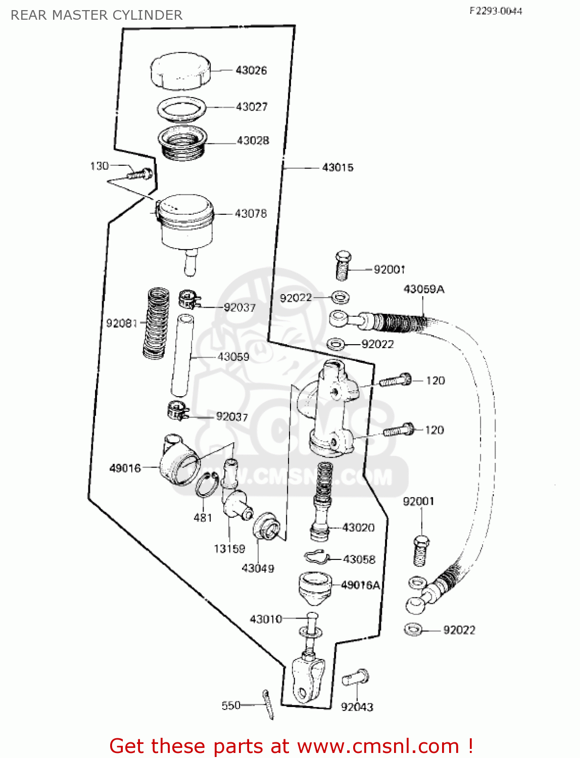 REAR MASTER CYLINDER ZX750E2 GPZ750 TURBO 1985 USA CALIFORNIA CANADA