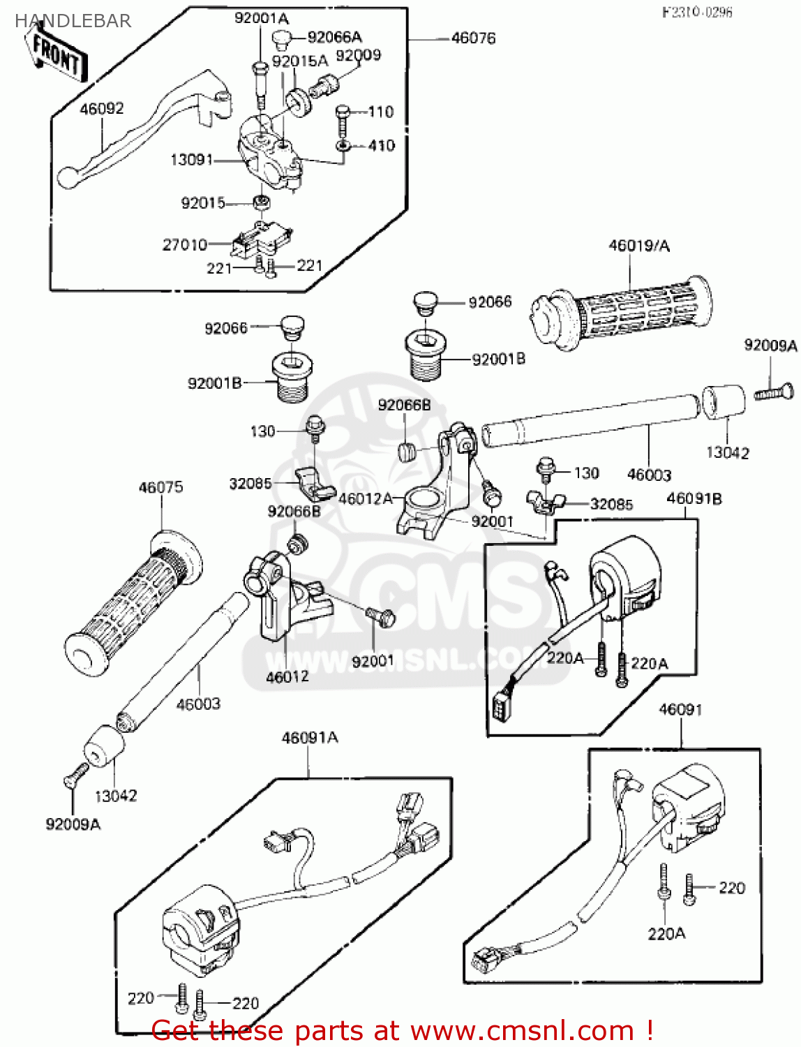 HANDLEBAR ZX750E2 GPZ750 TURBO 1985 USA CALIFORNIA CANADA